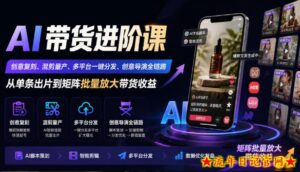 AI带货进阶课｜创意复刻、混剪量产、多平台一键分发、创意导演全链路，从单条出片到矩阵批量放大带货收益-流年日记