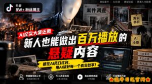 抖音8W粉丝博主的AI纪实大案还原教学，新人也能做出百W播放的悬疑内容，抓住AI风口红利，用AI讲好每一个真实故事-流年日记