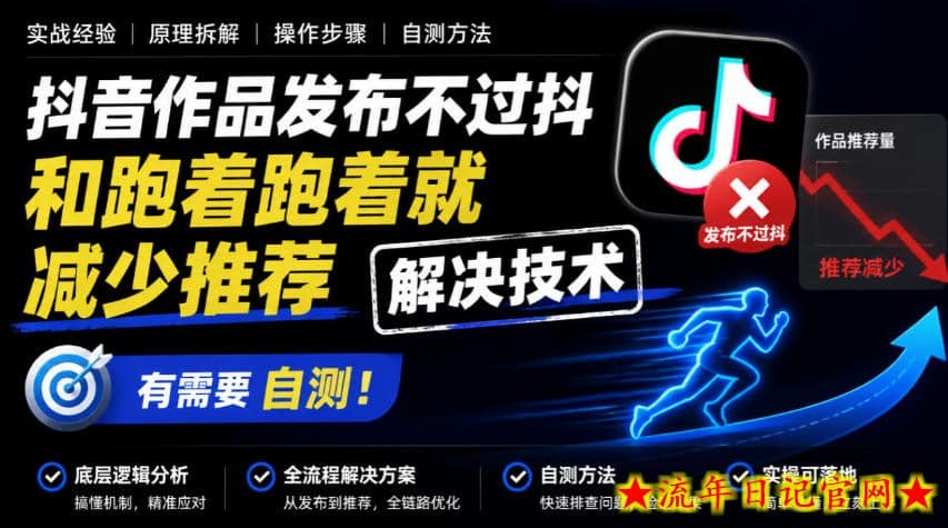 抖音作品发布不过抖和跑着跑着就减少推荐解决技术，有需要自测-流年日记