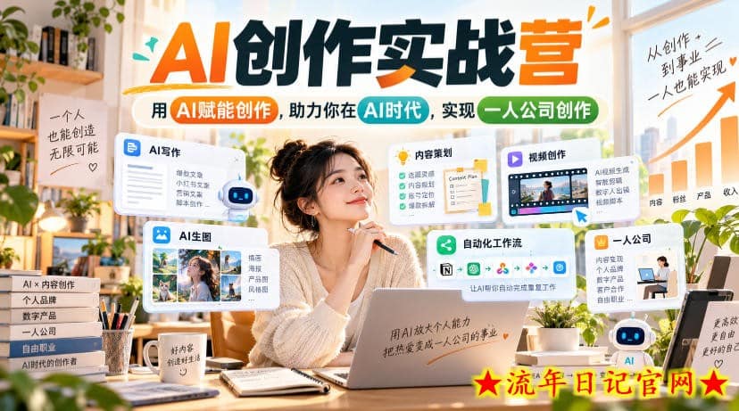 AI创作实战营,用AI赋能创作,助力你在AI时代,实现一人公司创作-流年日记