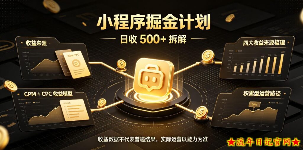 小程序推广计划,日收500+,腾讯官方打款,客户留存率高,收益长期稳定【揭秘】-流年日记