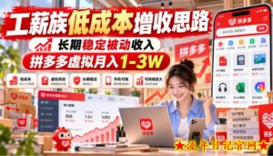 工薪族低成本增收思路，长期稳定被动收入，拼多多虚拟月入1-3W-流年日记