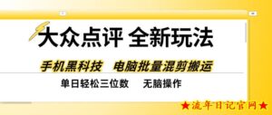 大众点评全网最新玩法,黑科技代替人工,全程无脑搬运,单日三位数以上【揭秘】-流年日记