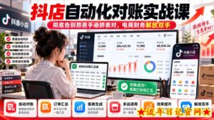 抖店自动化对账实战课,彻底告别熬夜手动拼表对,账电商财务解放双手-流年日记