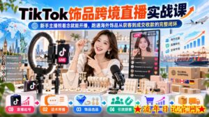 TikTok饰品跨境直播实战课,新手主播照着念就能开播,跑通海外饰品从获客到成交收款的完整闭环-流年日记