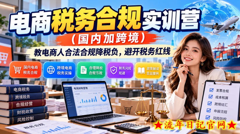 电商税务合规实训营（国内加跨境），教电商人合法合规降税负，避开税务红线-流年日记