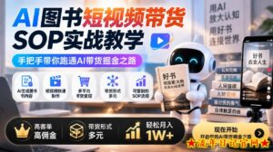AI图书短视频带货SOP实战教学，手把手带你跑通AI带货掘金之路，高客单高佣金，带货形式多元，轻松月入1W+-流年日记