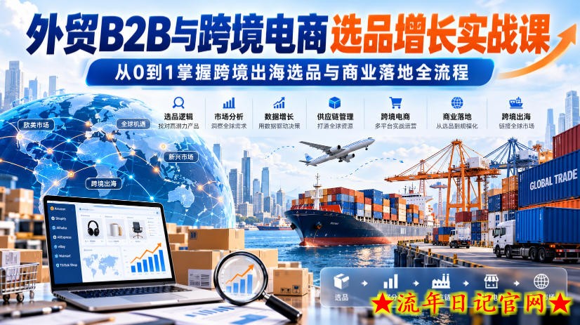 外贸B2B与跨境电商选品增长实战课,从0到1掌握跨境出海选品与商业落地全流程-流年日记