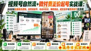 视频号自然流+微付费正价起号实战课：系统掌握直播推流逻辑、自然流起号、低成本投流、爆款选品、成交话术与憋单技巧全流程-流年日记