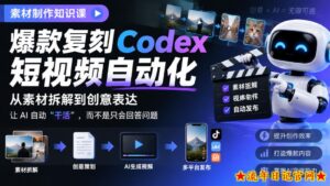 素材制作知识课,爆款复刻Codex短视频自动化,从素材拆解到创意表达,让AI自动“干活”,而不是只会回答问题-流年日记