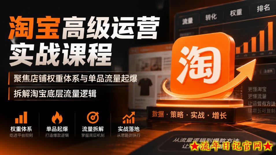 淘宝高级运营实战课程,聚焦店铺权重体系与单品流量起爆,拆解淘宝底层流量逻辑-流年日记