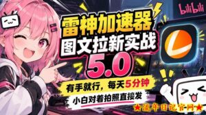 雷神加速器图文拉新实战5.0,有手就行,小白对着拍照发-流年日记