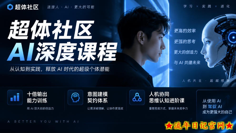 超体社区AI深度课程，十倍输出能力训练，意图建模契约体系，人机协同思维认知进阶课-流年日记