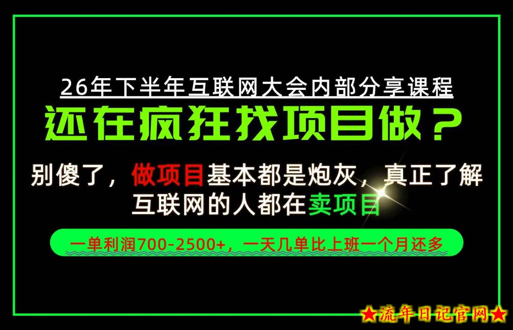 请不要再疯狂的找项目了！卖项目一单700-2.5k+不香吗？当天上手，当天变现！【揭秘】-流年日记