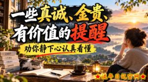 付费文章：一些真诚、金贵、有价值的提醒，劝你静下心认真看懂-流年日记