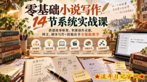 零基础小说写作14节系统实战课，搭建故事框架，积累创作灵感，网文、剧本写作+投稿出书全链路教学-流年日记