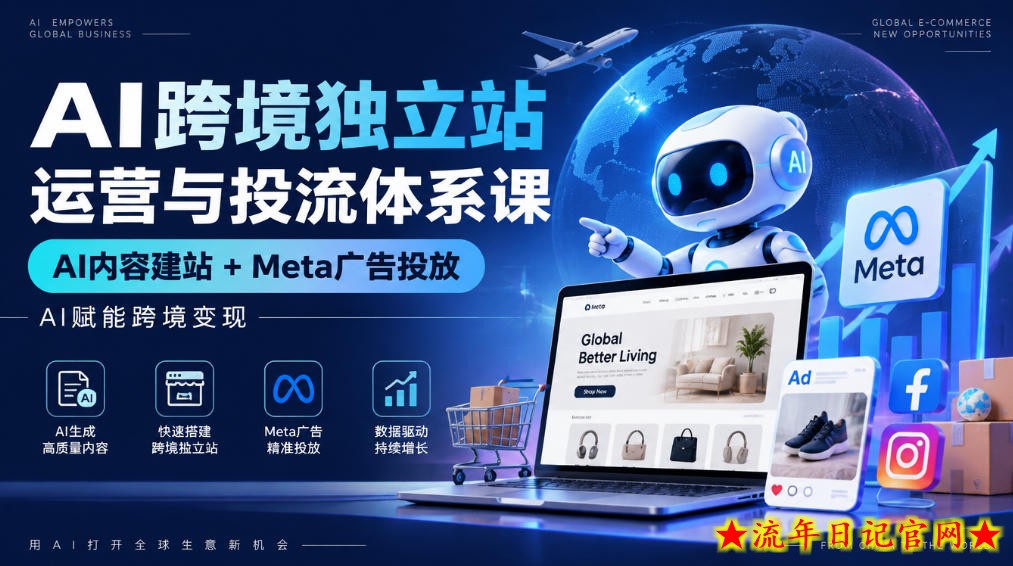 AI跨境独立站运营与投流体系课|AI内容建站+Meta广告投放,AI赋能跨境变现-流年日记