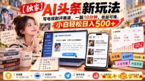 【独家】AI头条新玩法,写电视剧评赛道,一篇10分钟,收益可观,小白轻松日入500+-流年日记