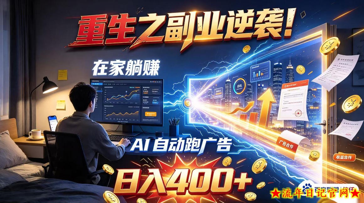 重生之副业逆袭！在家躺赚AI自动跑广告日入400+，无需人工操作【揭秘】