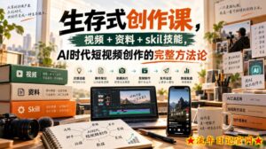 生存式创作课,视频+资料+skil技能,ai时代短视频创作的完整方法论-流年日记