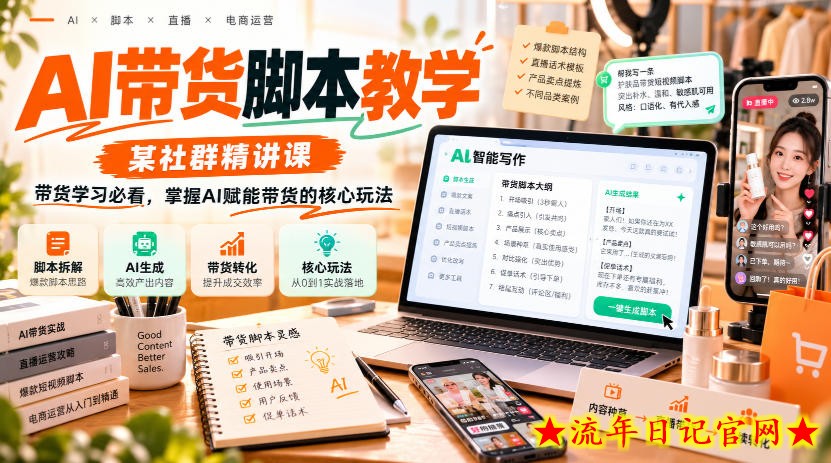 AI带货脚本教学,某社群精讲课,带货学习必看,掌握AI赋能带货的核心玩法-流年日记