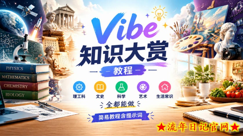 Vibe知识大赏教程,理工科、文史、科学、艺术、生活常识全都能做,简易教程含提示词-流年日记