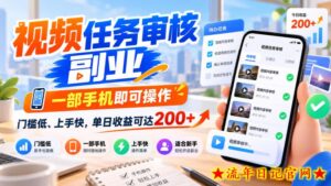 视频任务审核副业,一部手机即可操作,门槛低、上手快,单日收益可达200+【揭秘】-流年日记