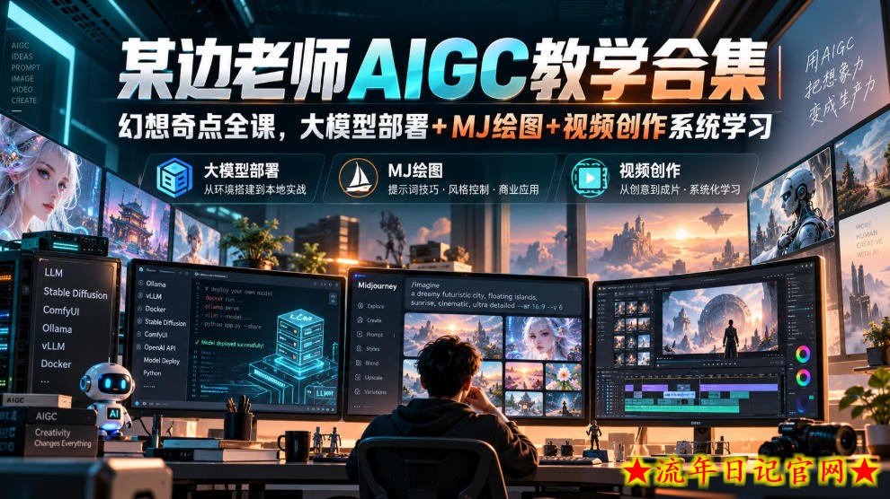 某边老师AIGC教学合集｜幻想奇点全课，大模型部署+MJ绘图+视频创作系统学习-流年日记