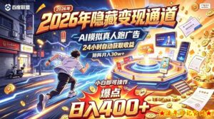 2026年别死磕自媒体,隐藏变现通道,AI模拟真人自动跑广告,小白即可操作,日入400+,矩阵月入可达到30w+【揭秘】-流年日记