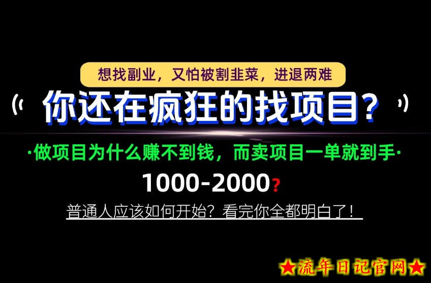 你还在疯狂的找项目？别傻了！卖项目才是真正的一本万利！怎么做，看完你全都明白！【揭秘】-流年日记