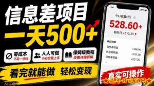 信息差项目一天500+，零成本，人人可做，保姆级教程，看完就能做【揭秘】-流年日记