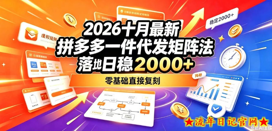 2026十月最新拼多多一件代发矩阵落地玩法，无需囤货压货，日稳入2k+，零基础直接复刻【揭秘】-流年日记
