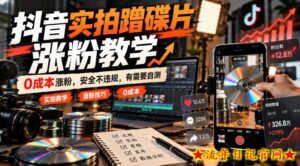 抖音实拍蹭碟片涨粉教学,0成本涨粉,安全不违规,有需要自测-流年日记